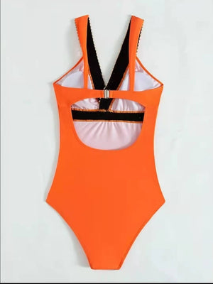 Costume Scollo a V con Dettaglio Dorato