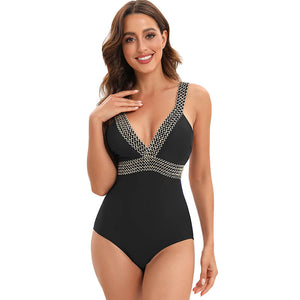 Costume Scollo a V con Dettaglio Dorato