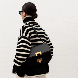 Maglione Donna Oversize Dolcevita a Righe