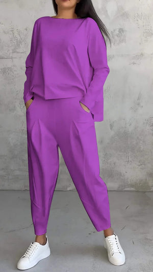 Completo Donna Elegante Casual con Blusa e Pantaloni Comodi – Aurora