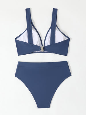 Bikini Due Pezzi Donna Vita Alta – Top Scollo a V Profondo con Spalline Larghe