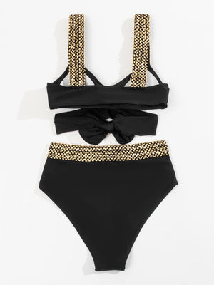 Completo Bikini a Vita Alta con Dettagli Dorati