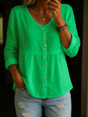Blusa Donna Estiva con Bottoni Casual Elegante per Uso Quotidiano - Fresca e Morbida in Stile Naturale - Giulia