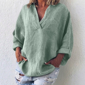 Blusa Donna Oversize in Lino Casual Elegante per Uso Quotidiano - Morbida, Fresca e Versatile - Martina