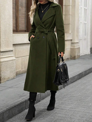 Cappotto Donna Lungo Invernale con Cintura – Doppiopetto Caldo e Slanciante – Vittoria