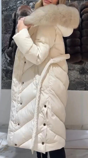 Cappotto Invernale Donna Lungo Imbottito con Collo in Pelliccia – Caldo, Elegante e Sofisticato – Vittoria