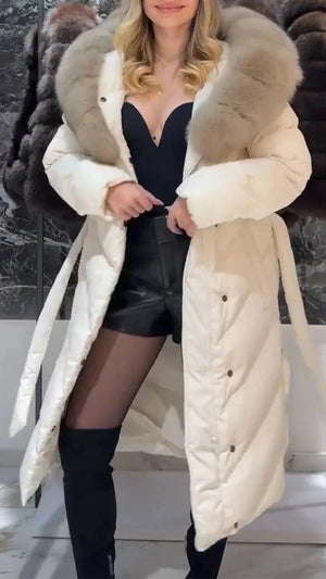 Cappotto Invernale Donna Lungo Imbottito con Collo in Pelliccia – Caldo, Elegante e Sofisticato – Vittoria