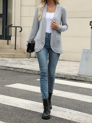 Cardigan Donna Elegante Sofia – Lungo in Maglia a Coste con Tasche