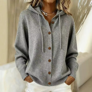Cardigan Donna Morbido con Cappuccio – Comfort Elegante per le Giornate Fresche – Laura