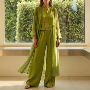 Completo Donna Elegante 3 Pezzi Per Cerimonie e Occasioni Speciali - Fluido e Raffinato con Cardigan Leggero - Alessia