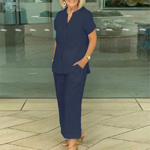 Completo Estivo Donna Primavera Estate - Camicia Morbida e Pantaloni Comodi - Daniela