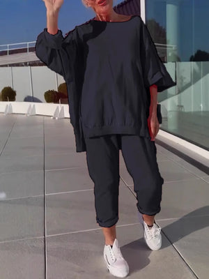 Completo Vivid – Blusa Oversize e Pantaloni Jogger in Cotone per l’Estate