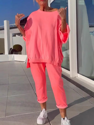 Completo Vivid – Blusa Oversize e Pantaloni Jogger in Cotone per l’Estate