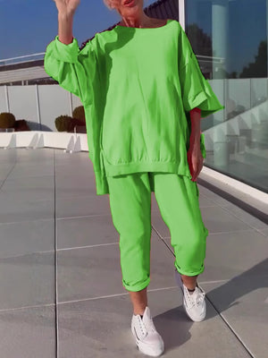 Completo Vivid – Blusa Oversize e Pantaloni Jogger in Cotone per l’Estate