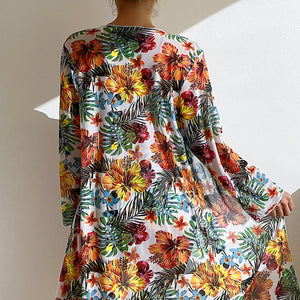 Costume 3 Pezzi Donna Tropicale – Bikini a Vita Alta con Copricostume Leggero