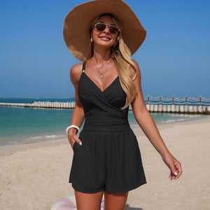 Costume da Bagno Donna con Shorts e Dettaglio Dorato