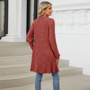 Cardigan Donna Lungo Elegante Chiara – Maglia a Coste Morbida con Tasche