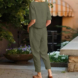 Mila – Completo Estivo in Cotone con Camicia e Pantaloni