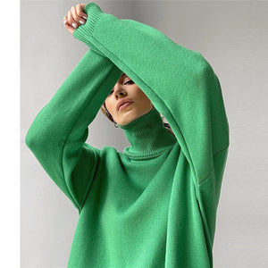 Maglione Donna Elegante Dolcevita Tinta Unica