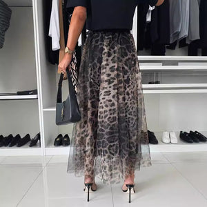 Gonna Donna Midi in Tulle - Stampa Animalier e Movimento Elegante - Valentina