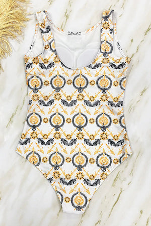 Costume Intero con Stampa Boho e Collo Alto