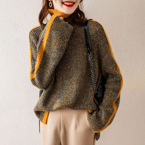 Olivia - Maglione Donna a Dolcevita Stampa Vivace