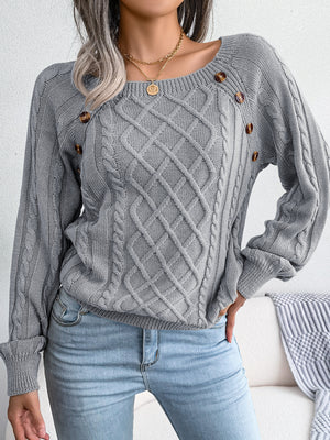 Maglione Donna Invernale Marta – Treccia Irlandese con Bottoni Decorativi