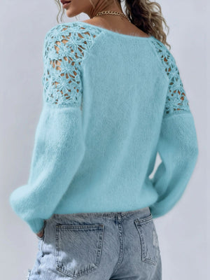 Maglione Donna Morbido con Inserti in Pizzo Floreale – Eleganza Romantica – Eleonora