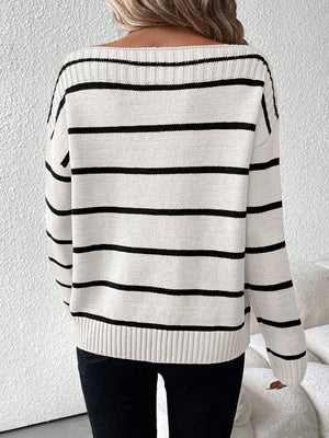 Maglione Donna a Righe – Eleganza Casual con Scollo a Barca Ludovica