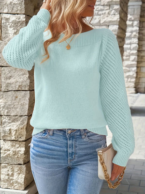 Maglione Donna con Scollo Quadrato e Maniche Traforate – Eleganza Femminile – Carlotta