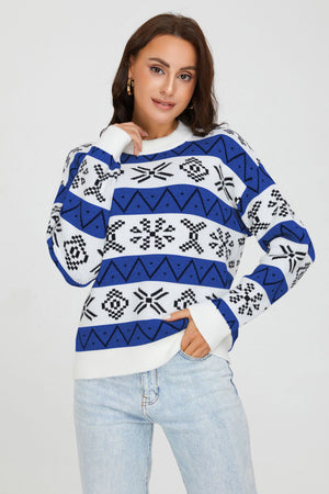 Maglione Natale Donna Oversize con Motivo Jacquard – Calore e Stile delle Feste – Natalia