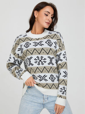 Maglione Natale Donna Oversize con Motivo Jacquard – Calore e Stile delle Feste – Natalia