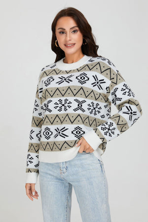 Maglione Natale Donna Oversize con Motivo Jacquard – Calore e Stile delle Feste – Natalia