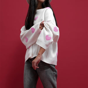 Maglione Oversize Donna a Cuori – Morbido, Caldo e Super Femminile – Cuore