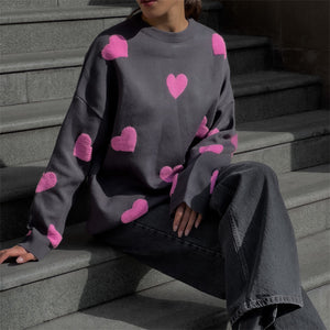 Maglione Oversize Donna a Cuori – Morbido, Caldo e Super Femminile – Cuore