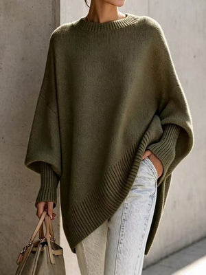 Maglione Poncho Donna Oversize con Maniche a Pipistrello – Eleganza Minimalista – Adele