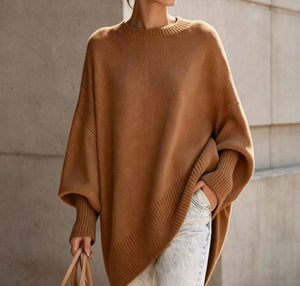 Maglione Poncho Donna Oversize con Maniche a Pipistrello – Eleganza Minimalista – Adele