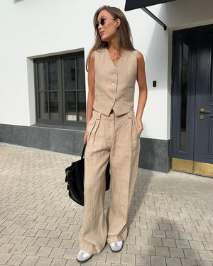 Completo Gilet e Pantaloni in Cotone e Lino