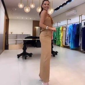 Completo Top Fiore e Gonna Midi con Apertura