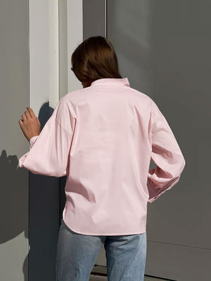 Camicia in Cotone con Maniche a Sbuffo