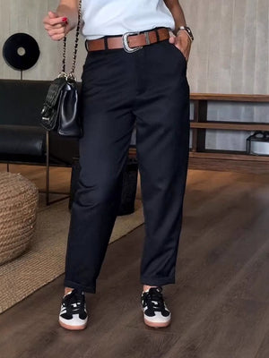 Pantaloni Donna Eleganti a Vita Alta - Linea Slanciante e Tessuto Raffinato - Martina