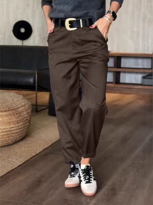 Pantaloni Donna Eleganti a Vita Alta - Linea Slanciante e Tessuto Raffinato - Martina