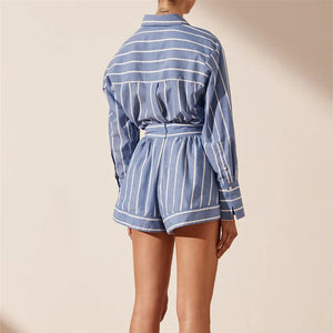 Set in Cotone a Righe Elegante - Camicia e Pantaloncini