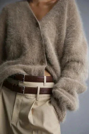 Chiara - Cardigan Donna Elegante Effetto Pelliccia