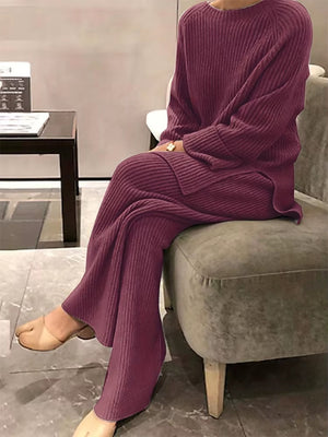 Completo Donna Plissé con Maglia Lunga e Pantaloni a Gamba Larga – Eleganza Fluida e Comfort – Adriana