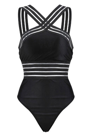 Costume da Bagno Monokini con Incrocio e Trasparenza