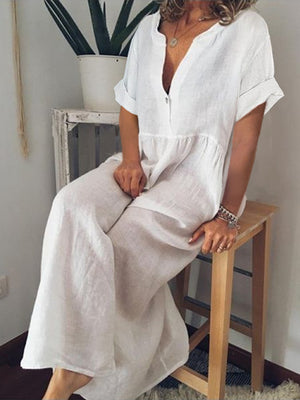 Vestito Lungo Estivo Donna Per Vacanze e Tempo Libero - Fresco e Comodo con Scollo Morbido - Chiara