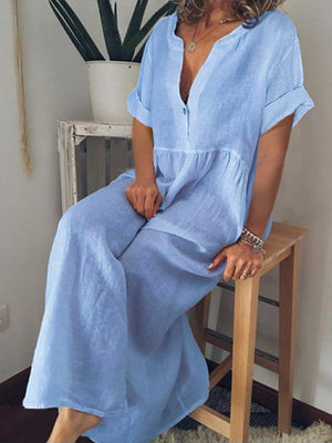 Vestito Lungo Estivo Donna Per Vacanze e Tempo Libero - Fresco e Comodo con Scollo Morbido - Chiara