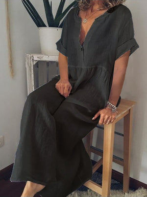 Vestito Lungo Estivo Donna Per Vacanze e Tempo Libero - Fresco e Comodo con Scollo Morbido - Chiara