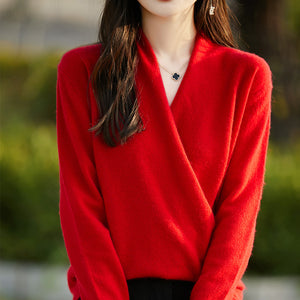 Blusa Donna Elegante in Lana Sofia – Morbida, Calda e con Scollo Incrociato